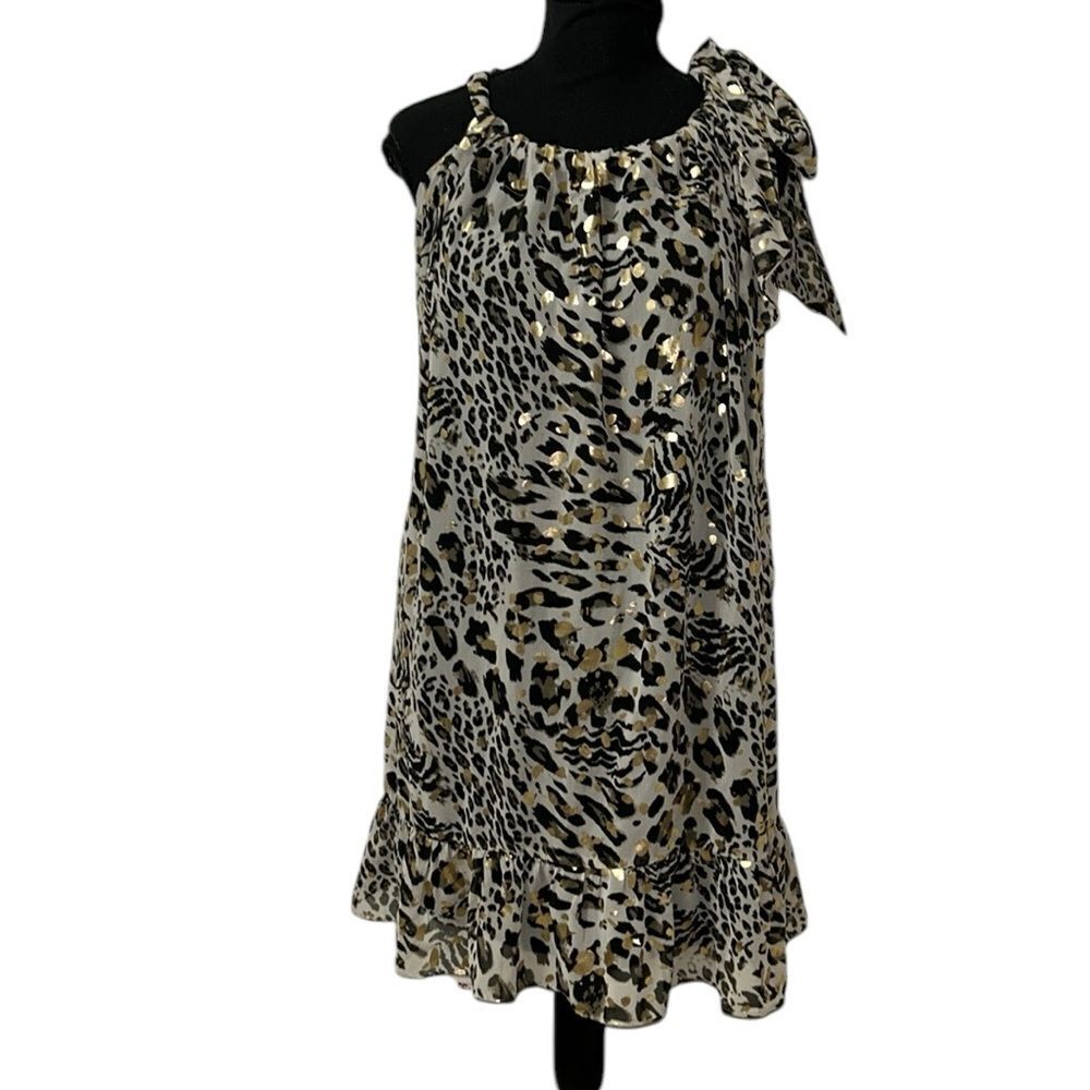 BCBG Generation leopard cheetah print babydoll dress(Size Large)